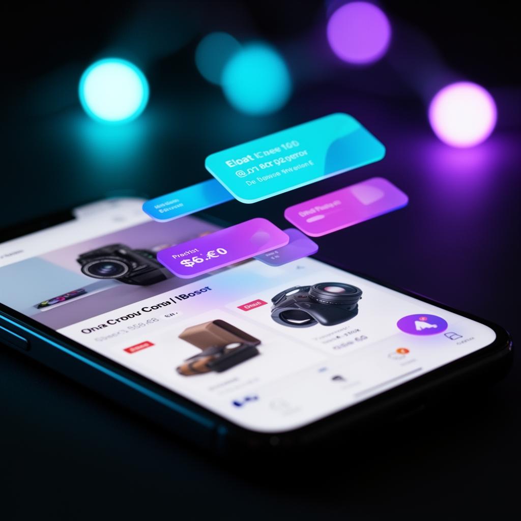 Mobile commerce interface with floating product cards